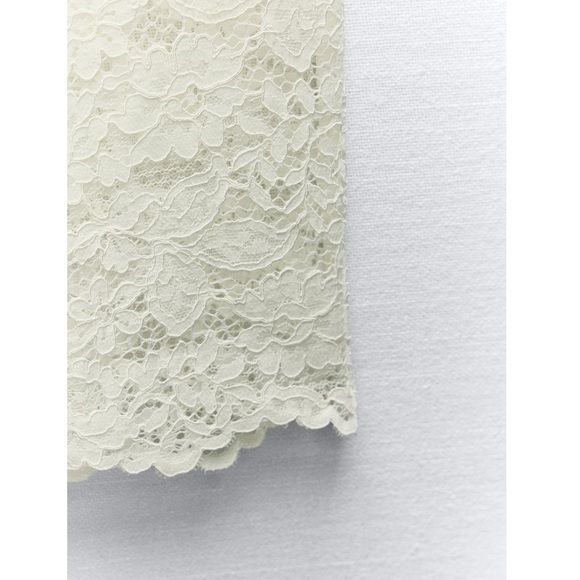 Zara LACE DETAIL CROPPED PANTS - Picture 6 of 9